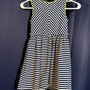 Girls blue and white striped dress